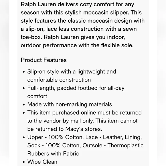 NWT Men's Polo by Ralph Lauren Maguire Moccasin Slipper - Picture 7 of 7